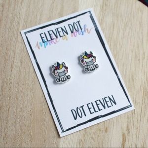 Sitting Lazy Magic Unicorn Stud Post Earrings
